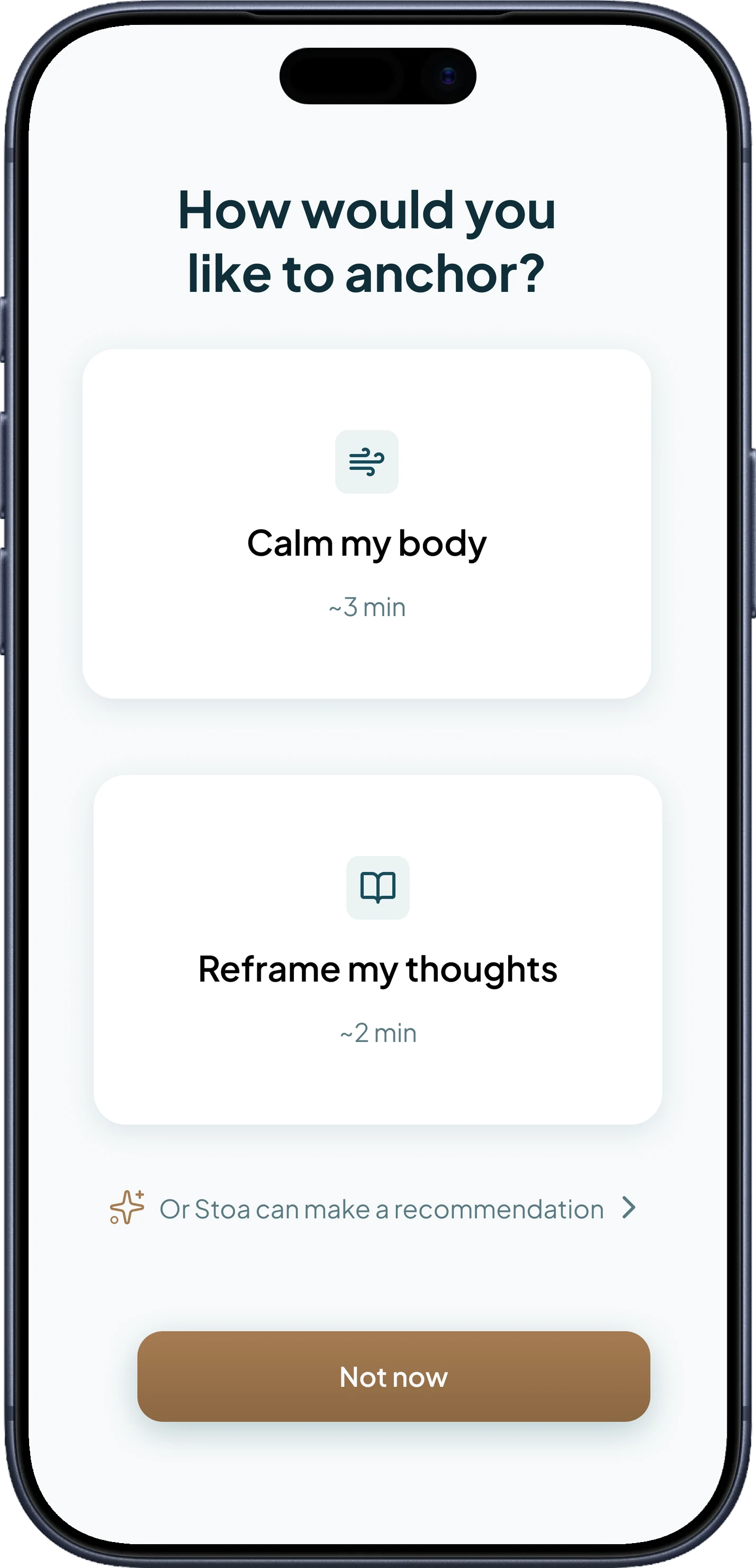 STOA — Intervention choice screen